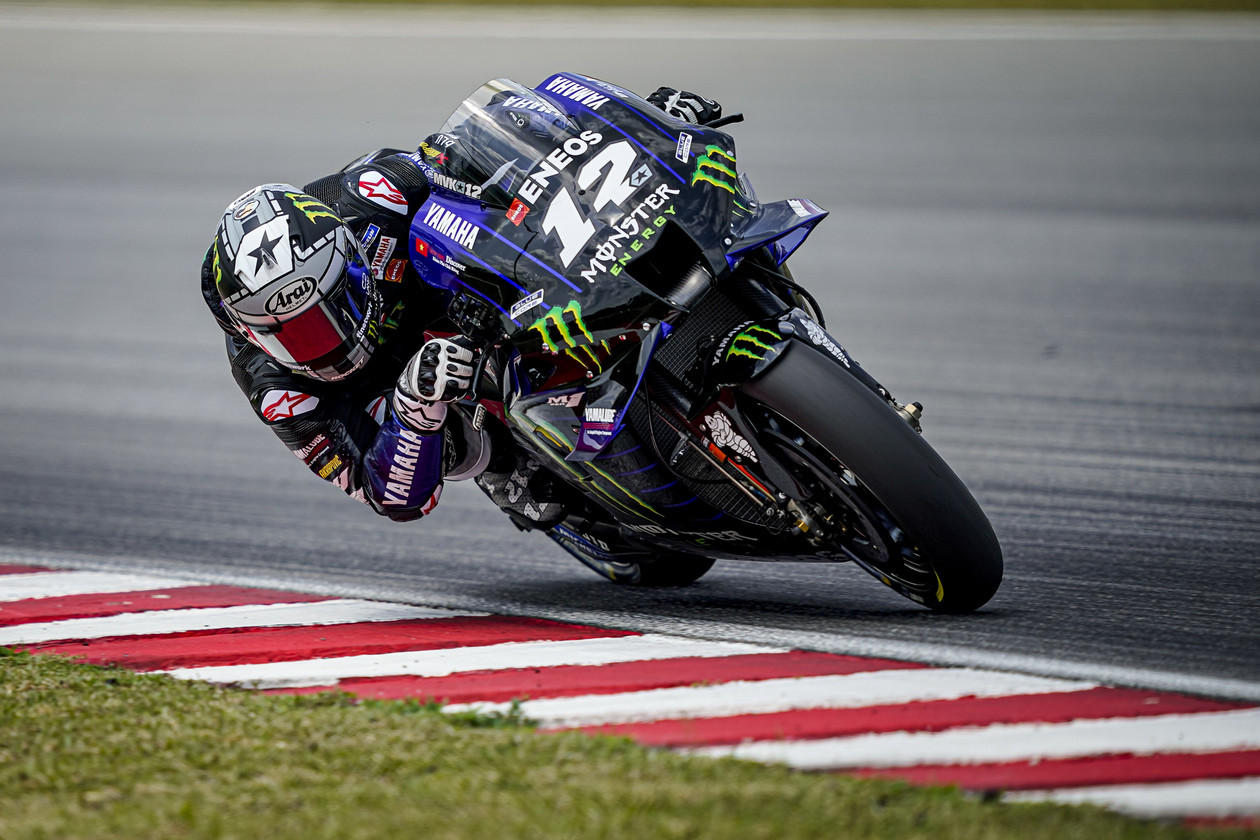 Maverick Vinales (12) testing at Sepang ahead of the 2020 MotoGP season. Photo courtesy Monster Energy Ysamaha.