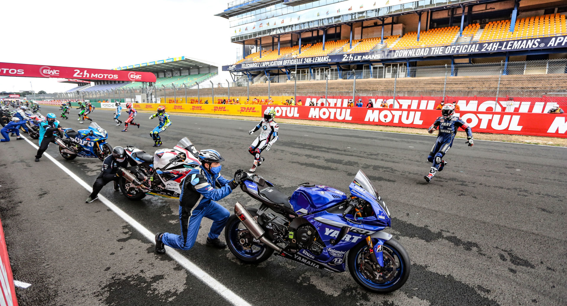 The start of the 24-Hours of Le Mans with no spectators in the grandstands in 2020. Photo courtesy Eurosport Events.