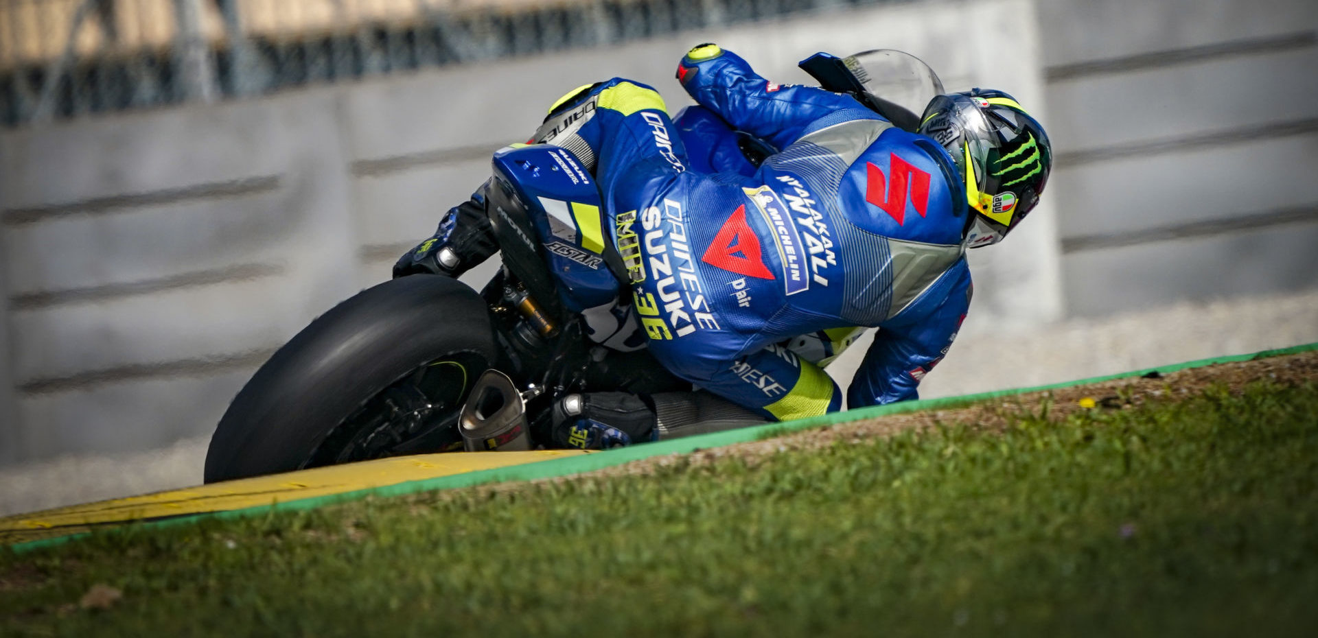 2020 MotoGP World Champion Joan Mir riding a Suzuki GSX-R1000 at Circuit de Barcelona-Catalunya. Photo courtesy Dorna.