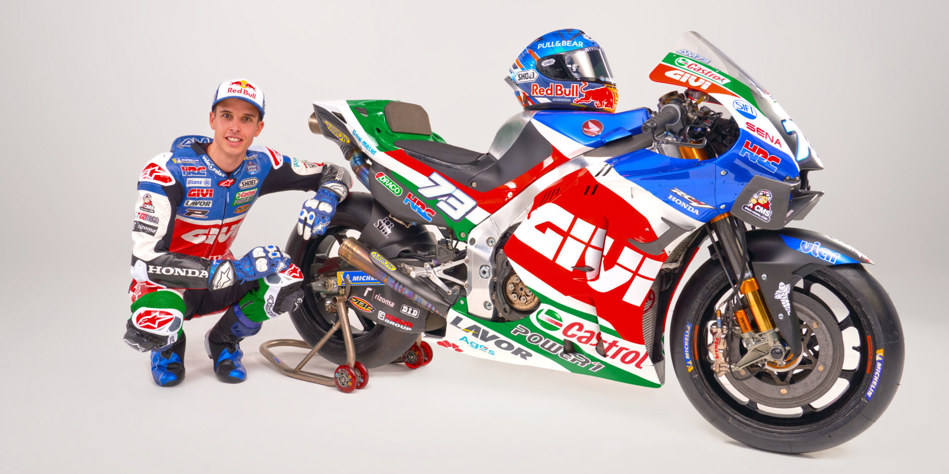 Alex Marquez and his new Honda RC213V. Photo courtesy LCR Honda Castrol.