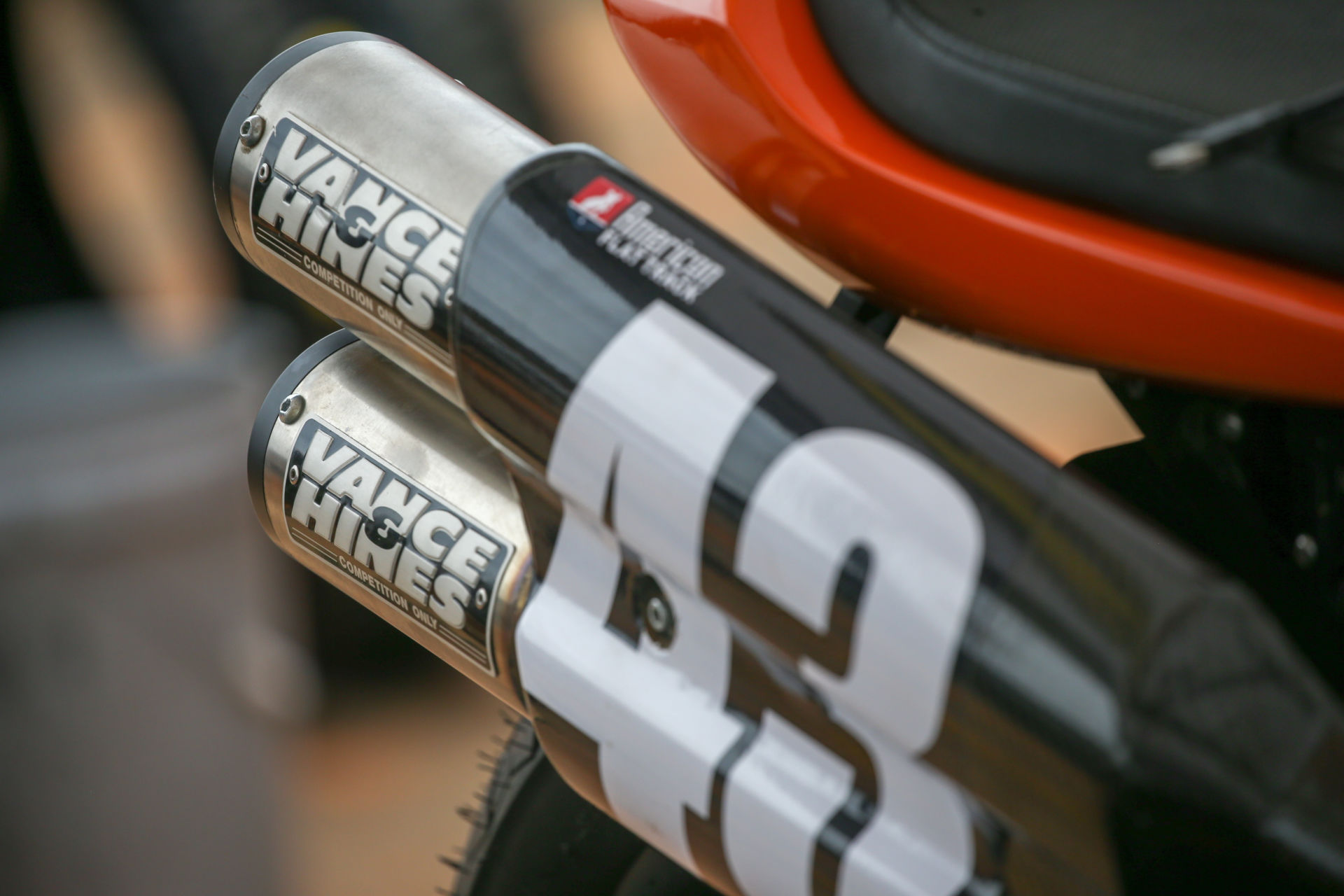 Aftermarket motorcycle exhaust system manufacturer Vance & Hines is the presenting sponsor of the 2021 American Flat Track (AFT) Production Twins Championship. Photo by Scott Hunter, courtesy AFT.
