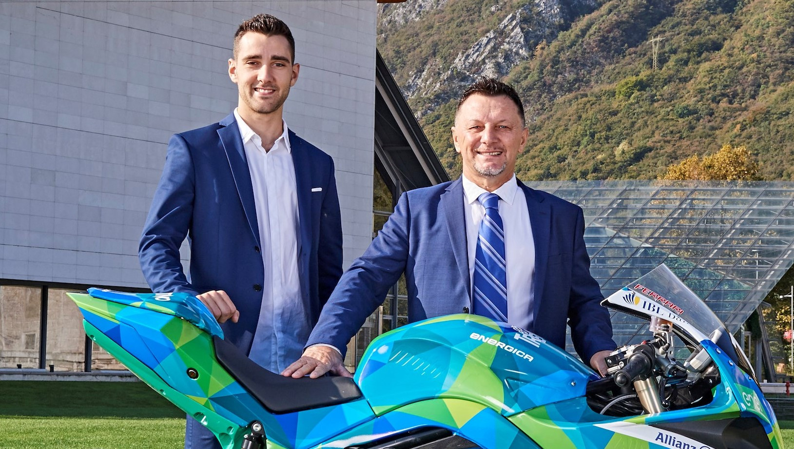 Fausto Gresini (right) with Matteo Ferrari (left) in early 2019. Photo courtesy Gresini Racing.