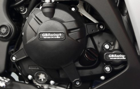 A GBRacing clutch and water pump cover for a Yamaha YZF-R3. Photo courtesy GBRacing.