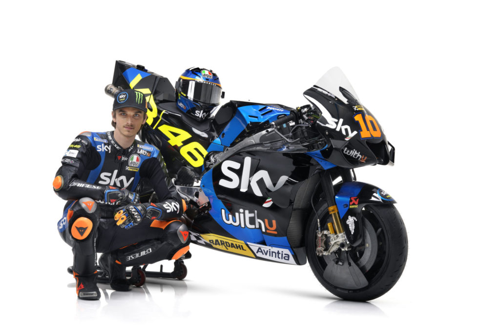 Luca Marini and his new Sky VR46 Avintia Ducati Desmosedici. Photo courtesy Sky Racing Team VR46.