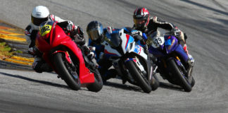 Participants in action during a Sportbike Track Time track day at Road Atlanta. Photo by 129photos.com, courtesy Sportbike Track Time.
