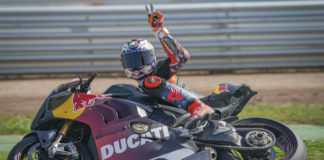 Jack Miller riding a Ducati Panigale V4 R at Circuit de Barcelona-Catalunya. Photo courtesy Dorna.
