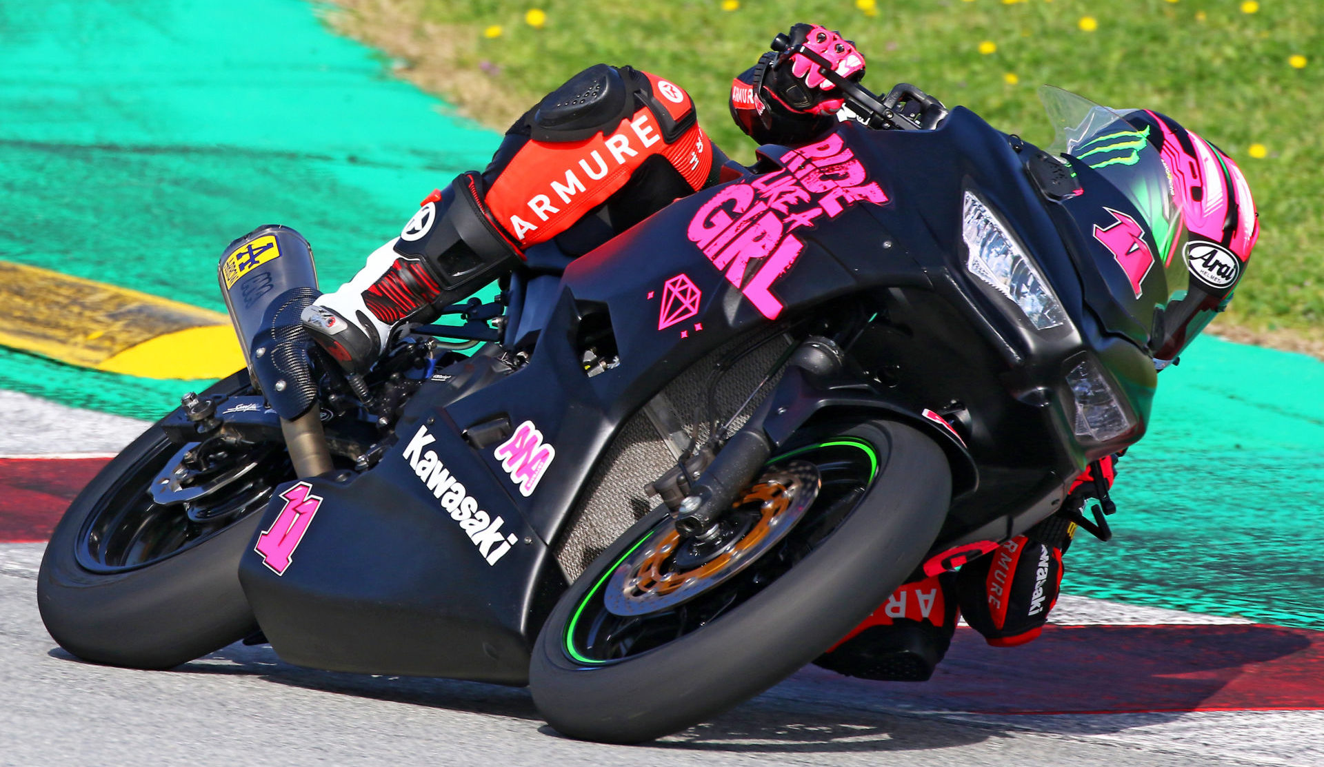 Ana Carrasco (11) in action at Catalunya. Photo courtesy Kawasaki.