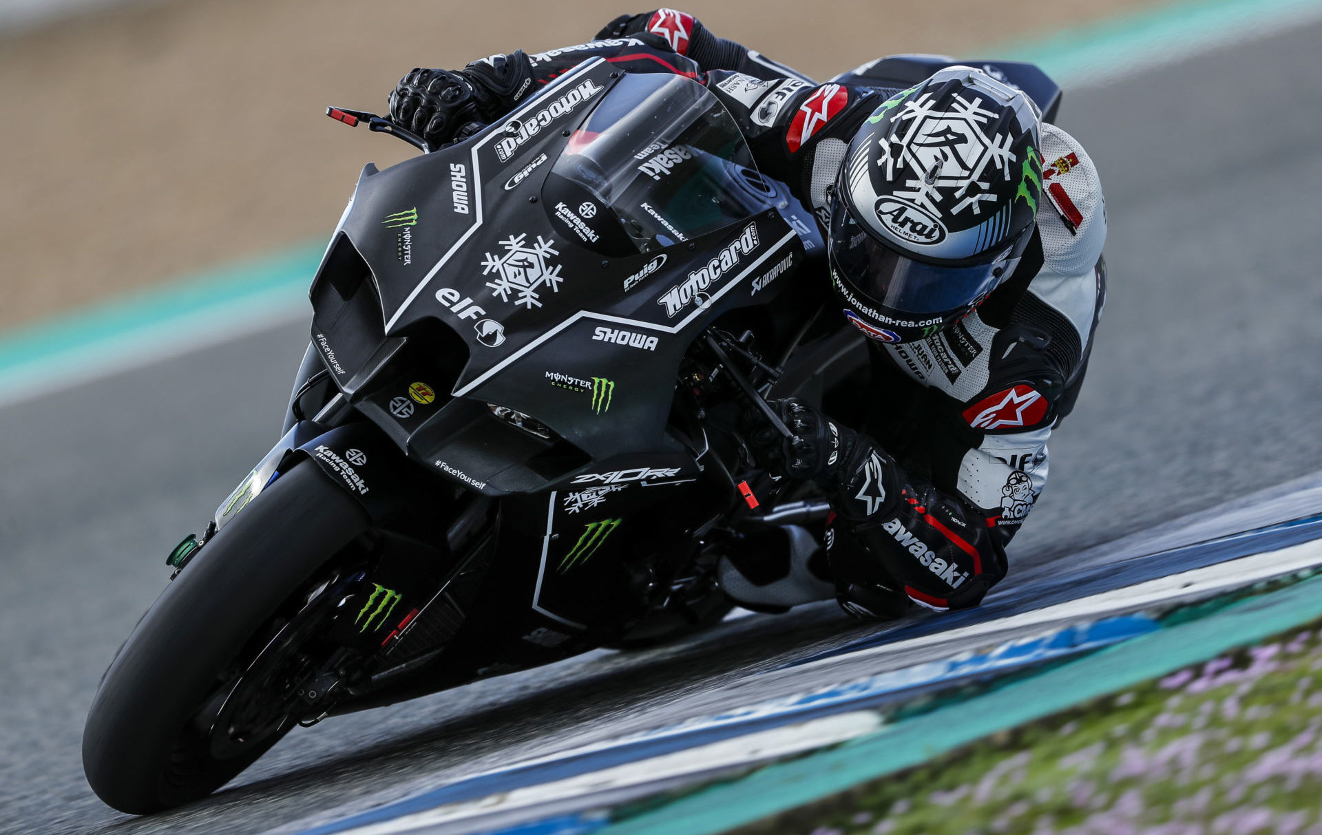 Jonathan Rea in action Thursday, February 11 at Jerez. Photo courtesy Kawasaki.