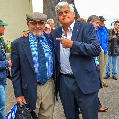 Peter Frank with Jay Leno at a car show in 2013