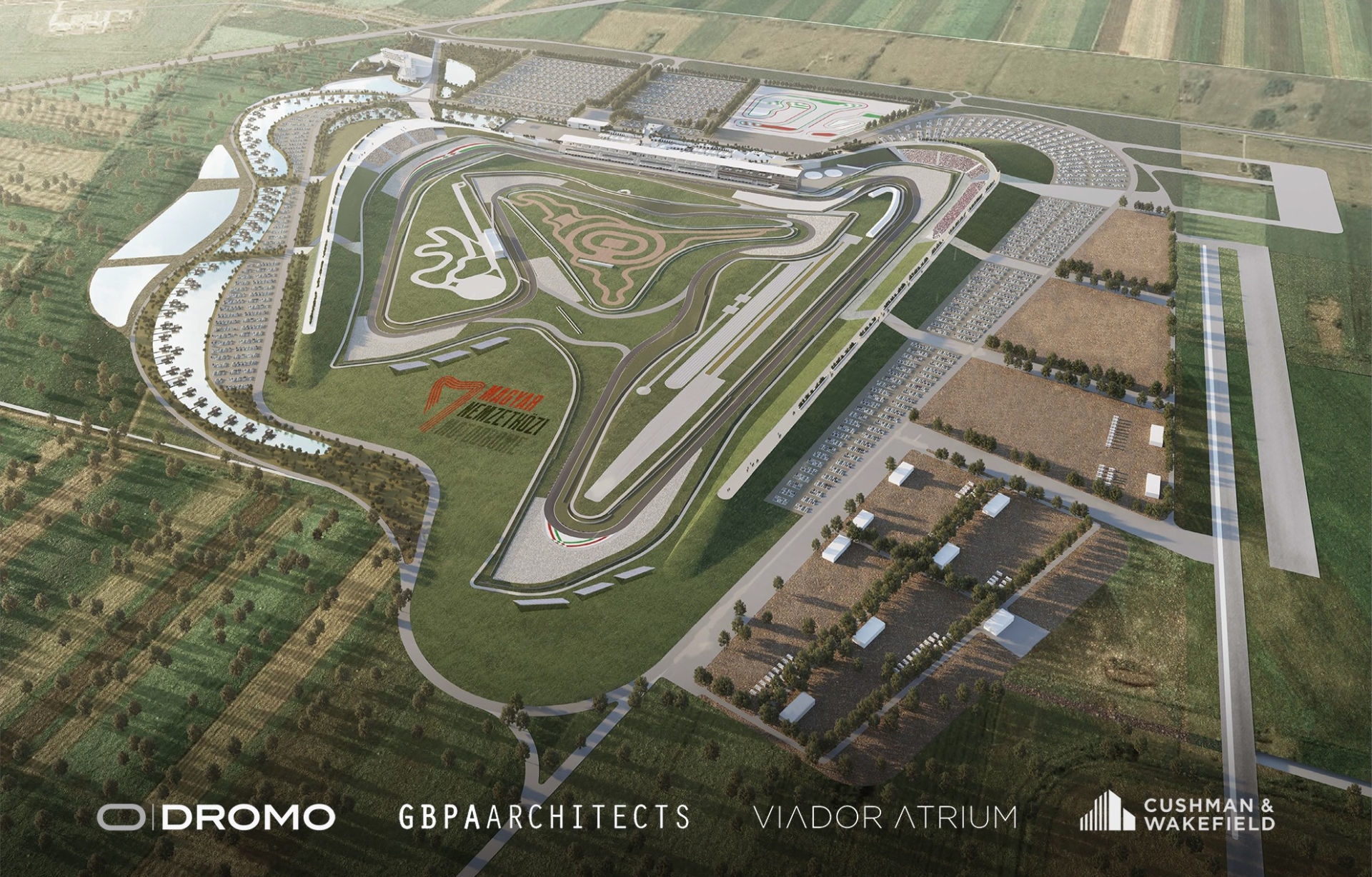 A computer rendering of Dromo's submitted design for the Magyar Nemzetközi Motodrome in Hungary. Image courtesy Dromo.