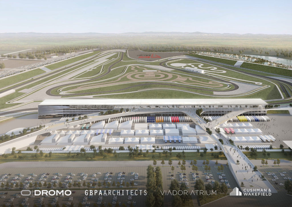 A computer rendering of Dromo's submitted design for the Magyar Nemzetközi Motodrome in Hungary. Image courtesy Dromo.