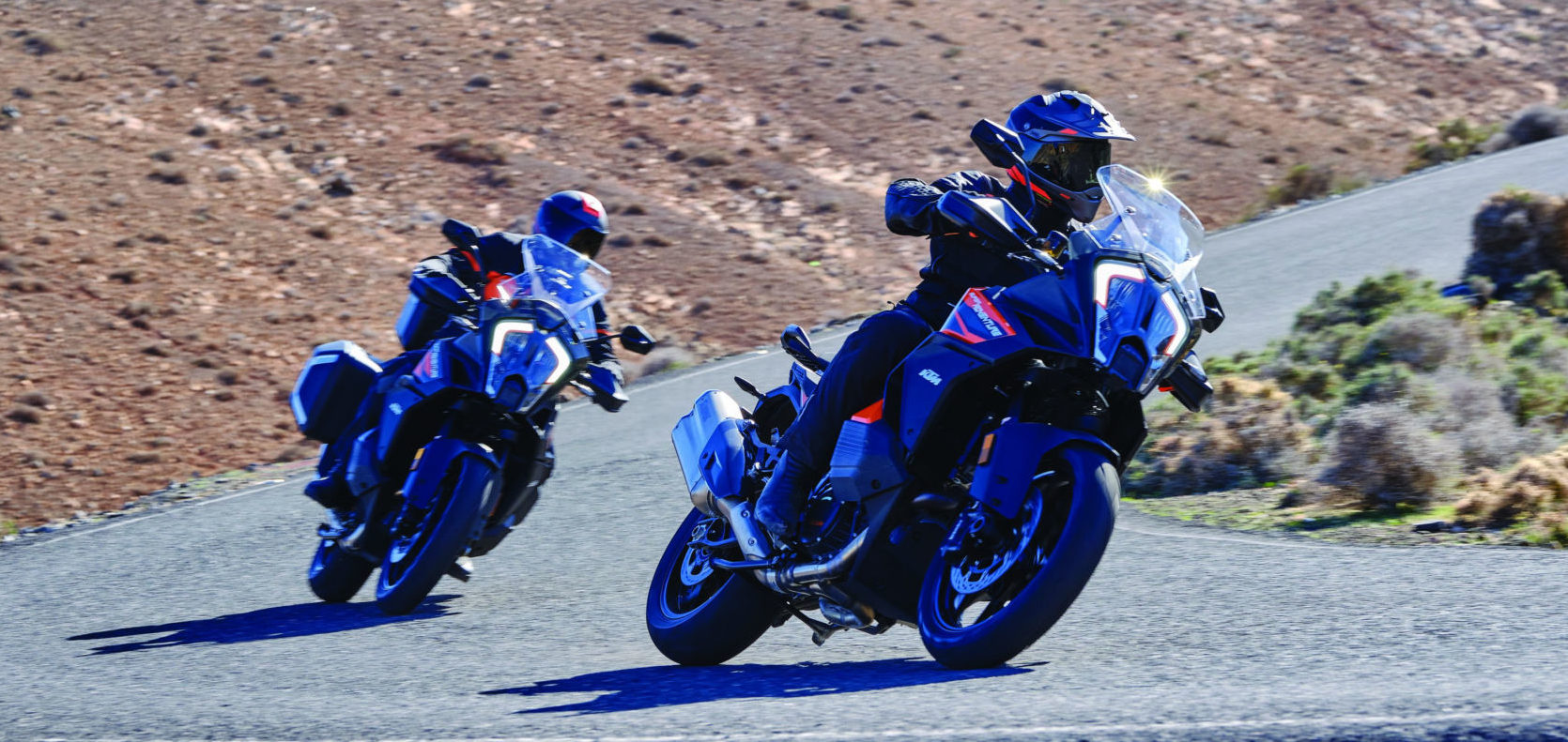 2021-model KTM 1290 Super Adventure S motorcycles in action. Photo courtesy KTM.