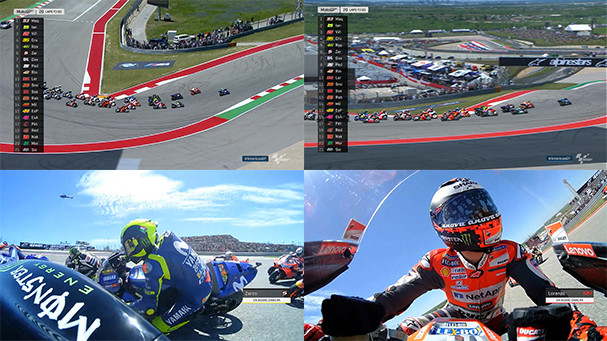 On MotoGP's Video Pass streaming service you can watch four different video feeds simultaneously. Photo courtesy Dorna. 