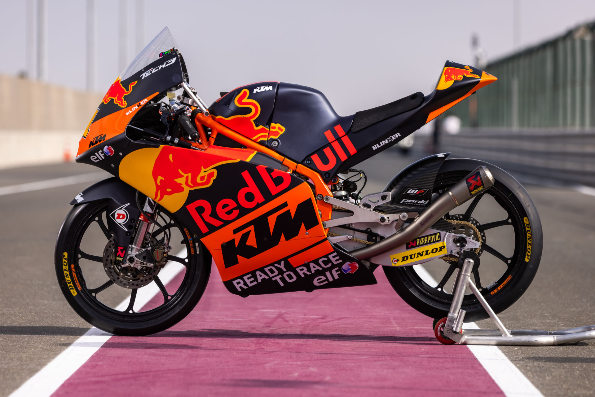 A Red Bull KTM Moto3 racebike. Photo by Polarity Photo, courtesy KTM.