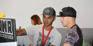 Kevin Olmedo (left), seen here with Kyle Wyman (right) at Daytona International Speedway, will miss the opening round of the MotoAmerica Supersport series due to a shoulder injury. Photo by Brian J. Nelson.