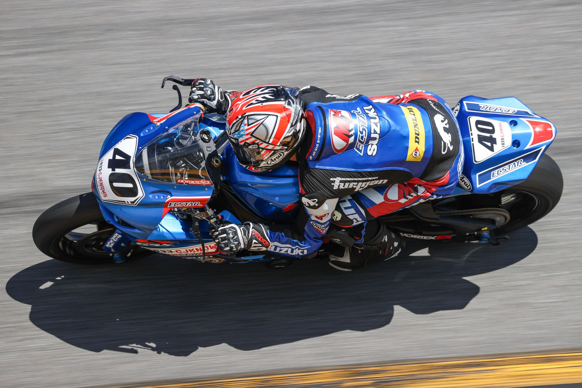 Sean Dylan Kelly (40) at speed on the banking at Daytona International Speedway. Photo by Brian J. Nelson.
