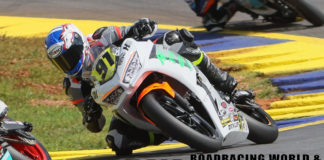 Isaiah Burleson (91) in action during a MotoAmerica Junior Cup race at Road Atlanta. Photo by Brian J. Nelson.