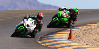 Michael Gilbert (1) leads Corey Alexander (23) at Chuckwalla Valley Raceway. Photo by CaliPhotography.com, courtesy CVMA.