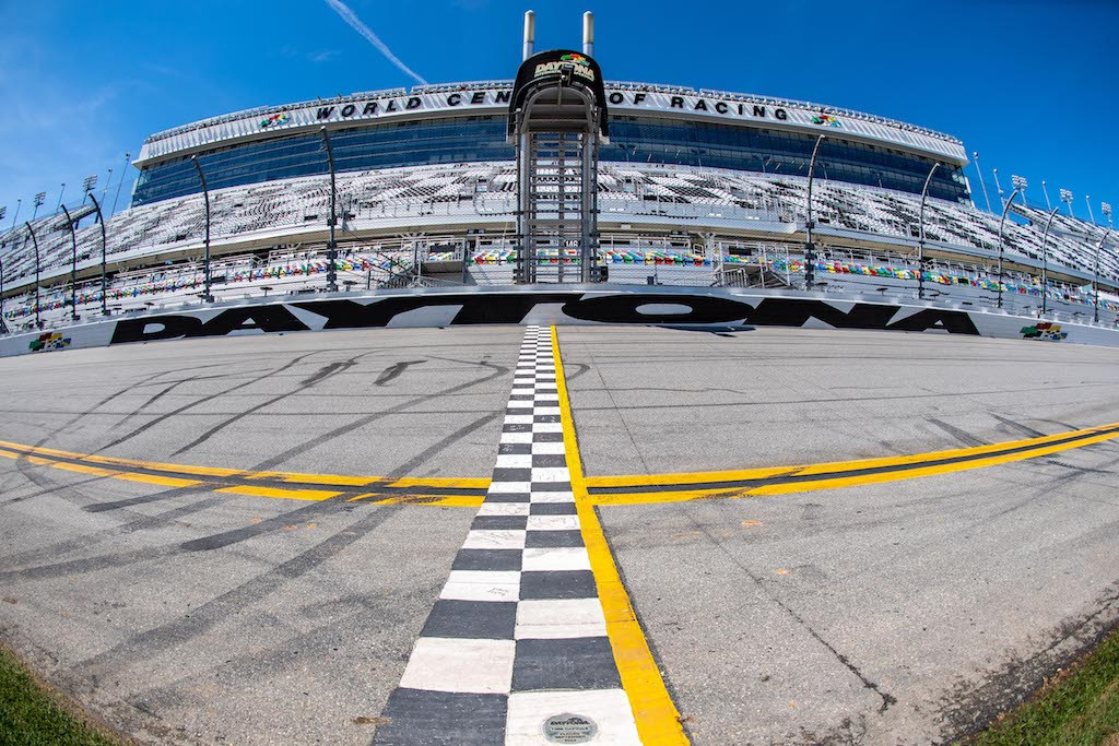 The finish line at Daytona International Speedway. Photo by Align Media, courtesy Pirelli. The finish line at Daytona International Speedway. Photo by Align Media, courtesy Pirelli.
