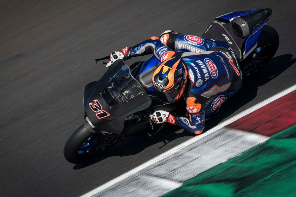 Garrett Gerloff (31) riding a Yamaha YZF-R1 fitted with prototype bodywork. Photo courtesy Yamaha.