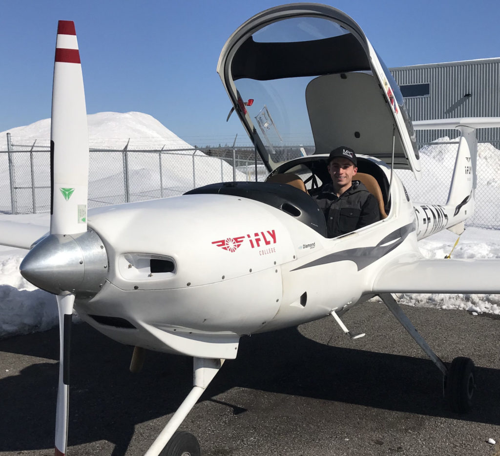 Racer Alex Dumas at flight school in Canada. Photo courtesy Alex Dumas.