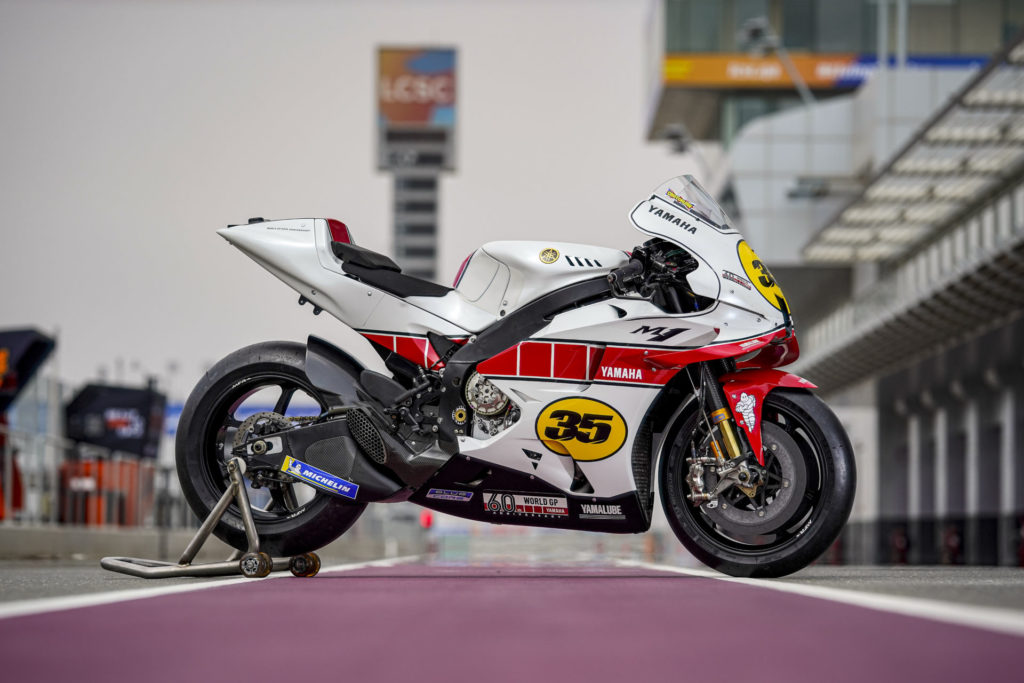 Cal Crutchlow's Yamaha YZR-M1 in special livery to celebrate Yamaha's 60th anniversary in Grand Prix racing. Photo courtesy Yamaha.