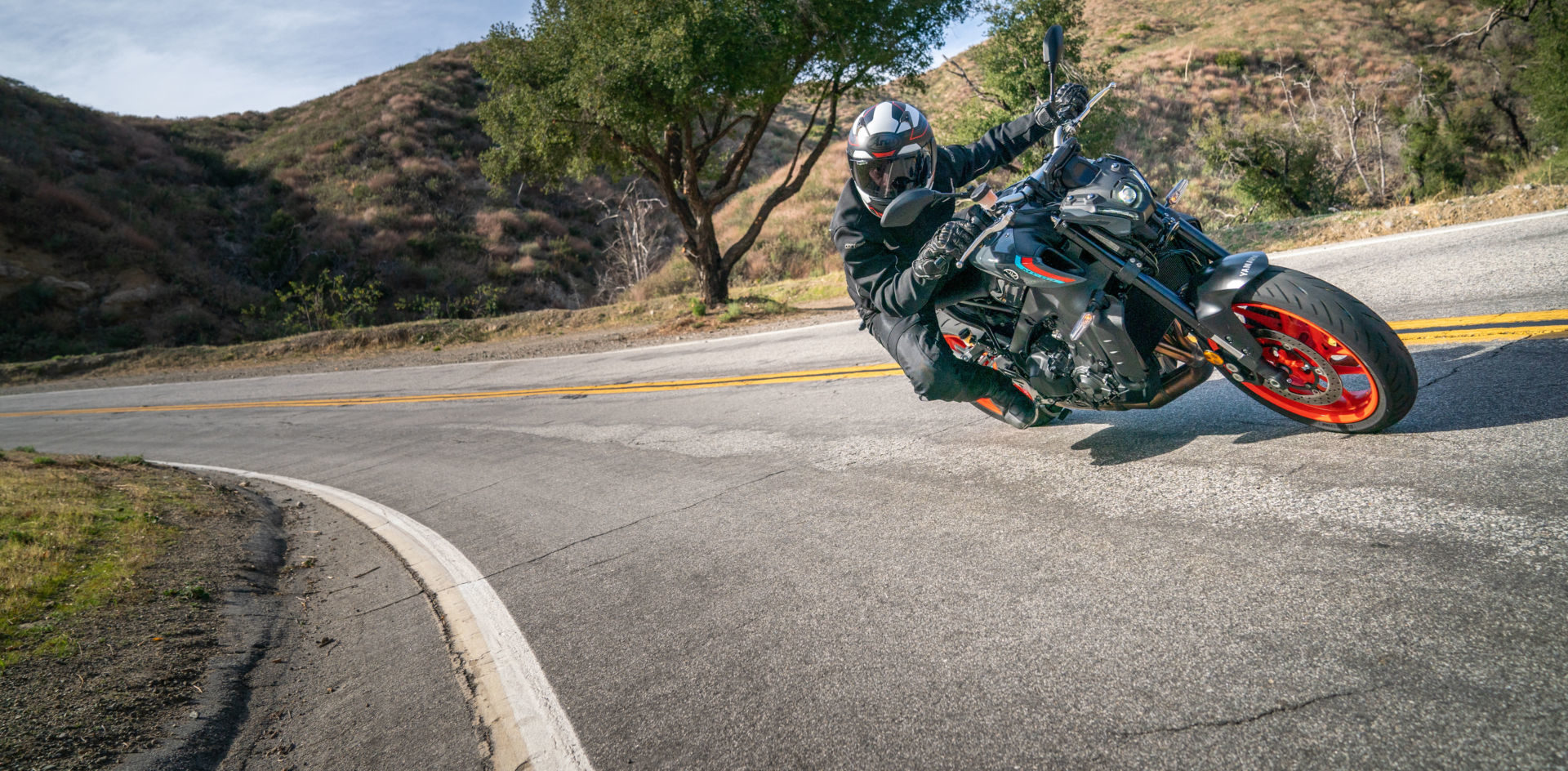 Roadracing World’s Michael Gougis riding a 2021 Yamaha MT-09 in Southern California. Photo courtesy Yamaha.