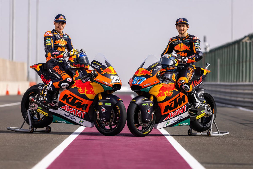 Red Bull KTM Ajo Moto2 riders Raul Fernandez (left) and Remy Gardner (right). Photo by Polarity Photo, courtesy KTM.