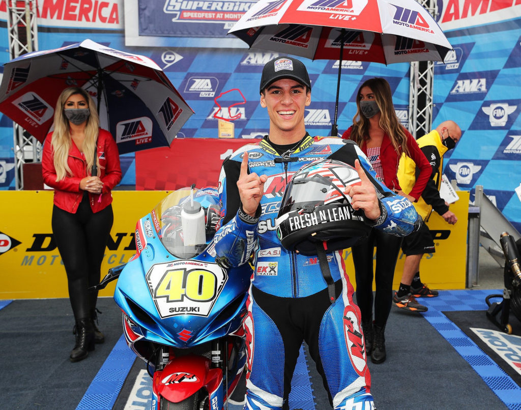 M4 ECSTAR Suzuki’s Sean Dylan Kelly (40) was a consistent podium finisher on a Suzuki GSX-R600. Photo courtesy Suzuki Motor of America, Inc.