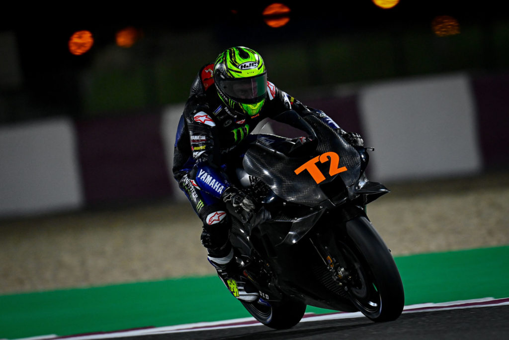 Yamaha test rider Cal Crutchlow (T2) was in action Friday in Qatar. Photo courtesy Dorna.