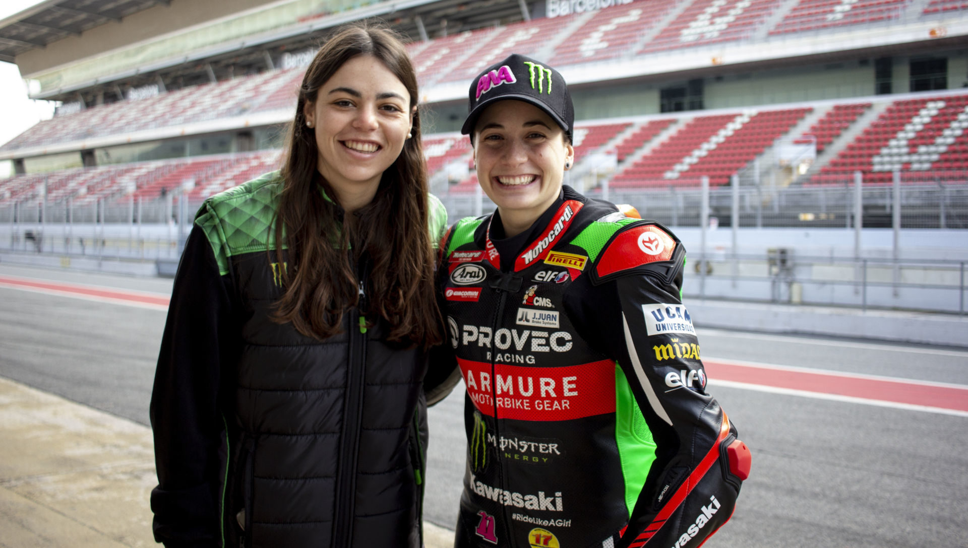 Ana Carrasco (right) with her new, 22-year-old Team Manager Carla Grau Pi (left). Photo courtesy Kawasaki.