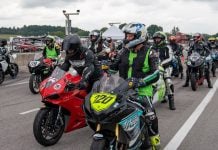 Riders lined up for an Evolve GT track day session at VIRginia International Raceway. Photo by Mark Lienhard, courtesy Evolve GT.