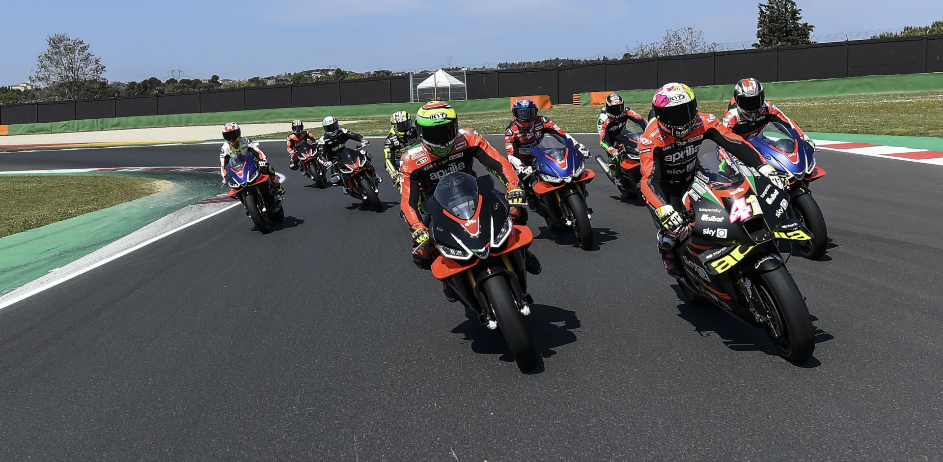 Aprilia All Stars on track at Misano World Circuit. Photo courtesy Aprilia.