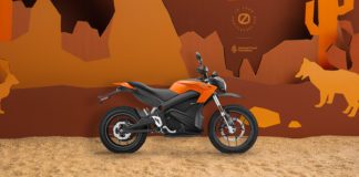 A 15th anniversary limited-edition Zero DSR electric motorcycle in Orange. Photo courtesy Zero Motorcycles.