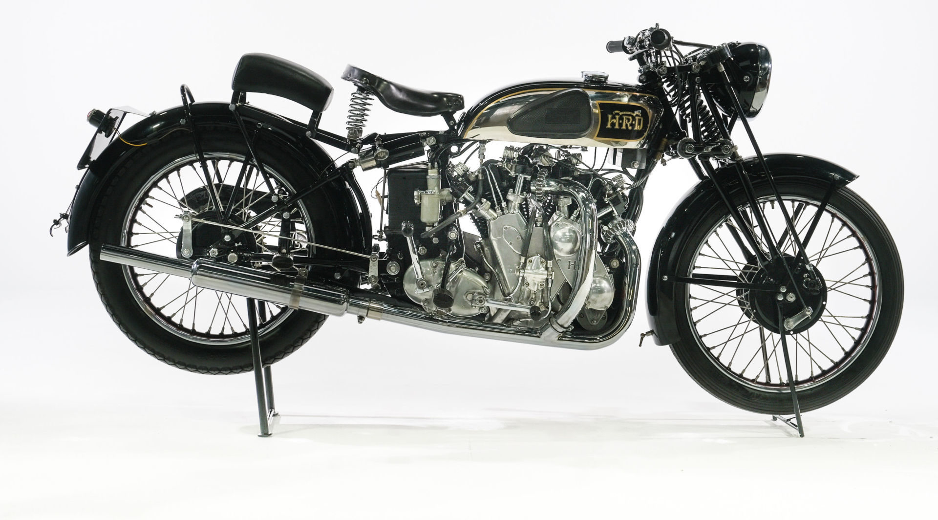 This restored 1938 Vincent-HRD Series A Rapide is going up for auction Friday, April 30 in Las Vegas. Photo courtesy Liquid Asset Partners.