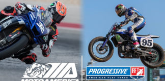 MotoAmerica Superbike racer Jake Gagne (32) and AFT SuperTwins racer JD Beach (95). Image courtesy MotoAmerica.