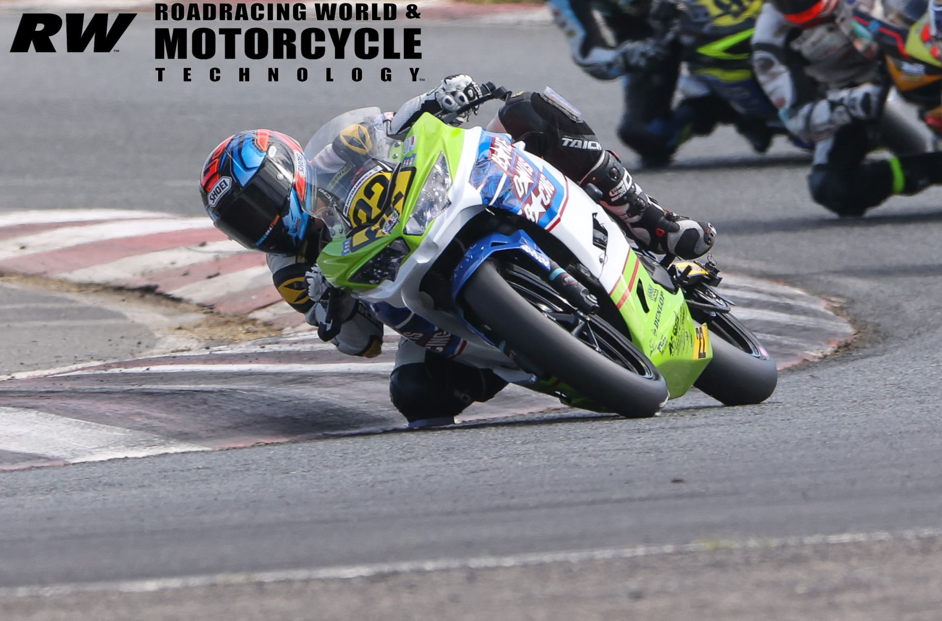 Blake Davis (22) in action during a MotoAmerica Junior Cup race in 2020. Photo by Brian J. Nelson.