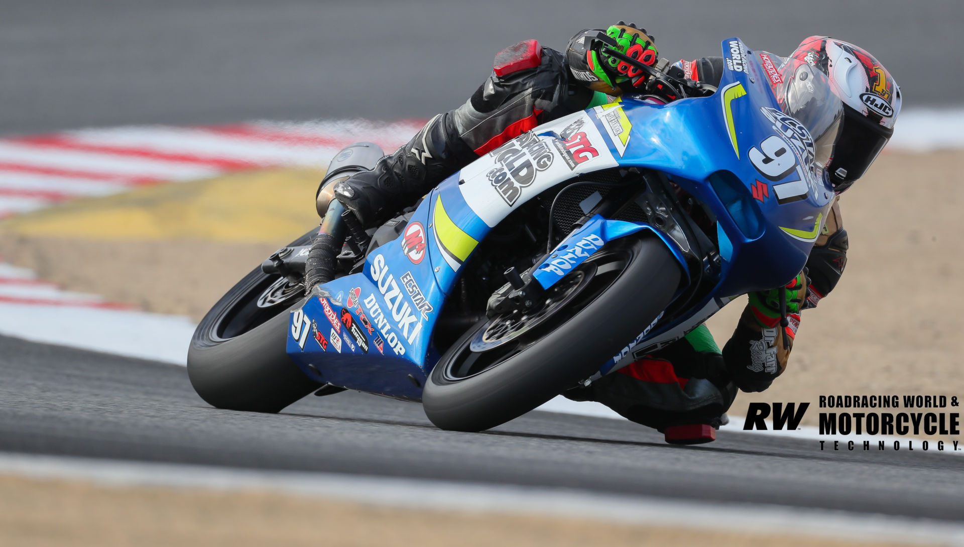 Rocco Landers (97) on his SportbikeTrackGear.com Suzuki SV650 MotoAmerica Twins Cup racebike. Photo by Brian J. Nelson.