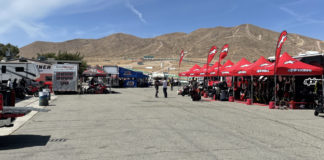 The paddock at Willow Springs International Raceway filled with MotoAmerica staff, racers, partners, and invited guests. Photo courtesy MotoAmerica.
