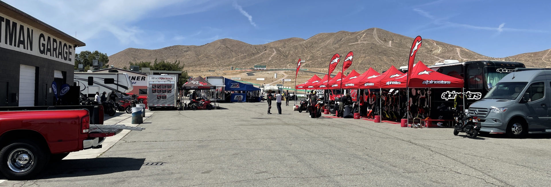 The paddock at Willow Springs International Raceway filled with MotoAmerica staff, racers, partners, and invited guests. Photo courtesy MotoAmerica.