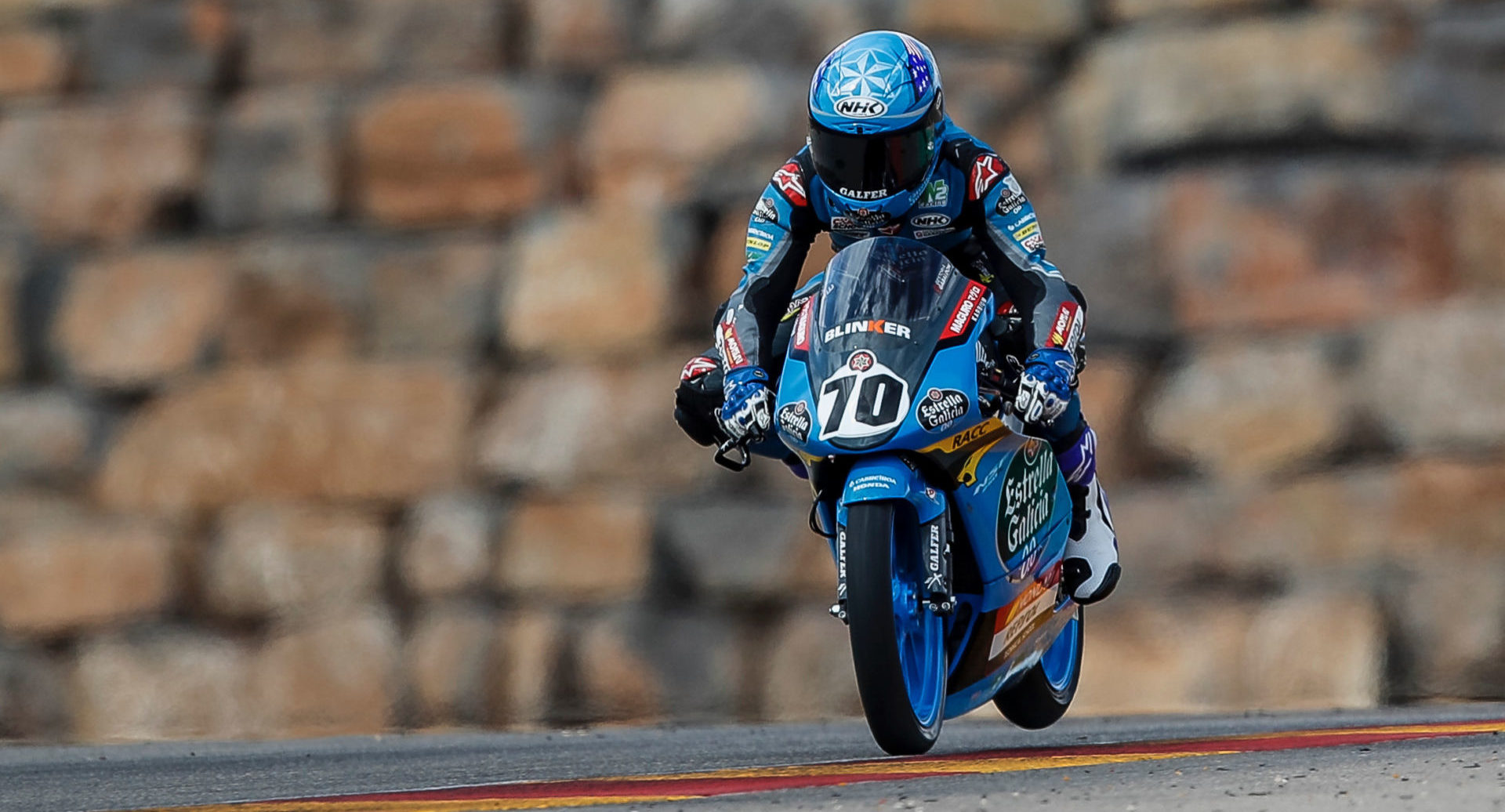 Tyler Scott (70) in action at Motorland Aragon during the 2020 European Talent Cup. Photo courtesy Tyler Scott.