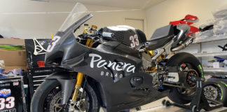 Kyle Wyman's Panera Bread Ducati Panigale V4 R in its test livery. Photo courtesy KWR.