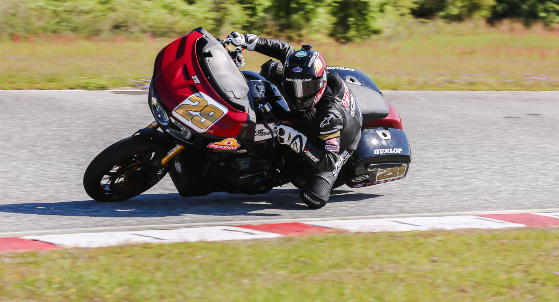 Tyler O’Hara (29) at speed on his Mission Foods S&S Indian Challenger. Photo courtesy Indian Motorcycle.