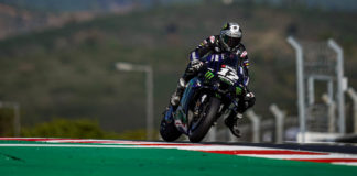 Maverick Vinales (12) during practice at Algarve International Circuit in 2020. Photo courtesy Monster Energy Yamaha.