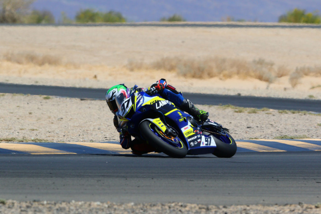 Rocco Landers (97) at speed at Chuckwalla Valley Raceway. Photo by CaliPhotography.com, courtesy CVMA.