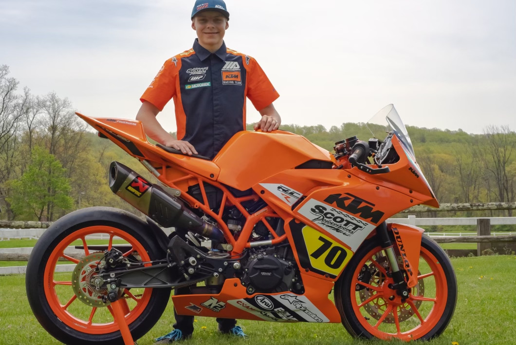 Tyler Scott and his KTM RC 390 R. Photo courtesy Scott Powersports KTM.