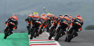 Action from Red Bull MotoGP Rookies Cup Race One at Mugello. Photo courtesy Red Bull.
