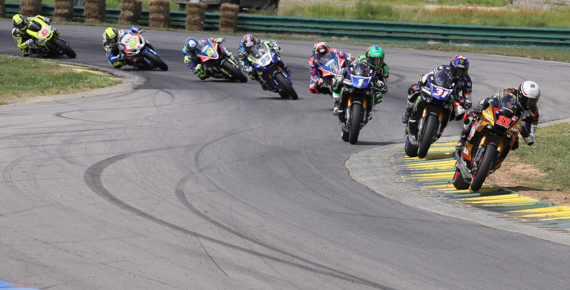 The start of MotoAmerica Superbike Race One at VIR in 2019. Photo by Brian J. Nelson.