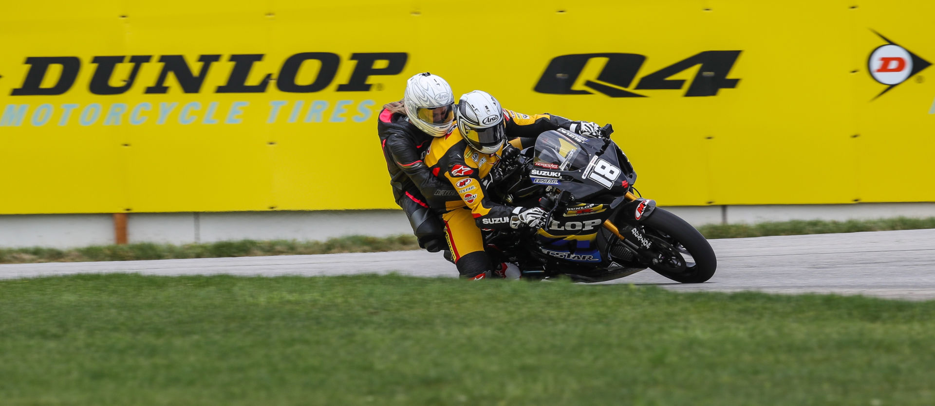 Chris Ulrich (18) pilots the Dunlop ECSTAR Suzuki Two-Seat Superbike during the MotoAmerica season opener at Road Atlanta. Photo by Brian J Nelson, courtesy Team Hammer.