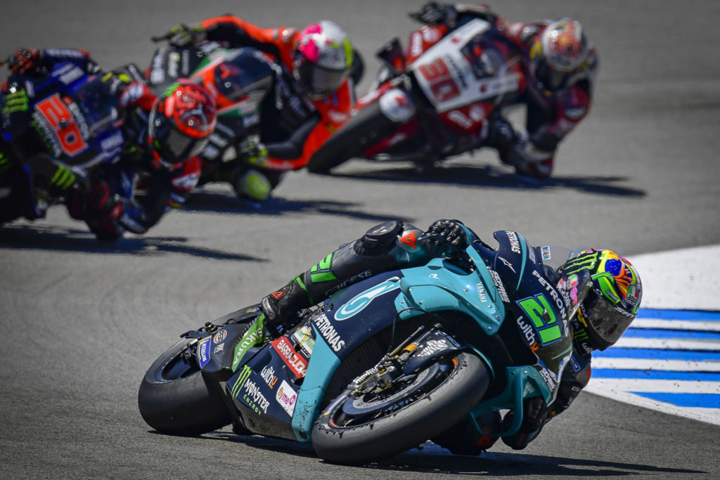 Franco Morbidelli (21) finished third while Fabio Quartararo (20) dropped backward throughout the race. Photo courtesy Dorna.